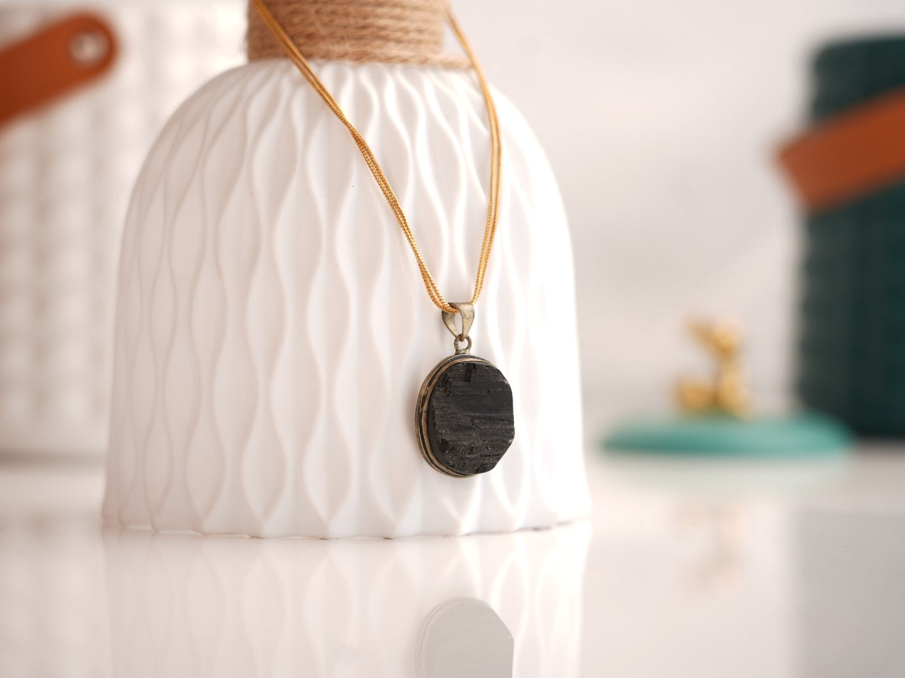 Black Tourmaline Oval Pendant : Embrace Protection and Grounding