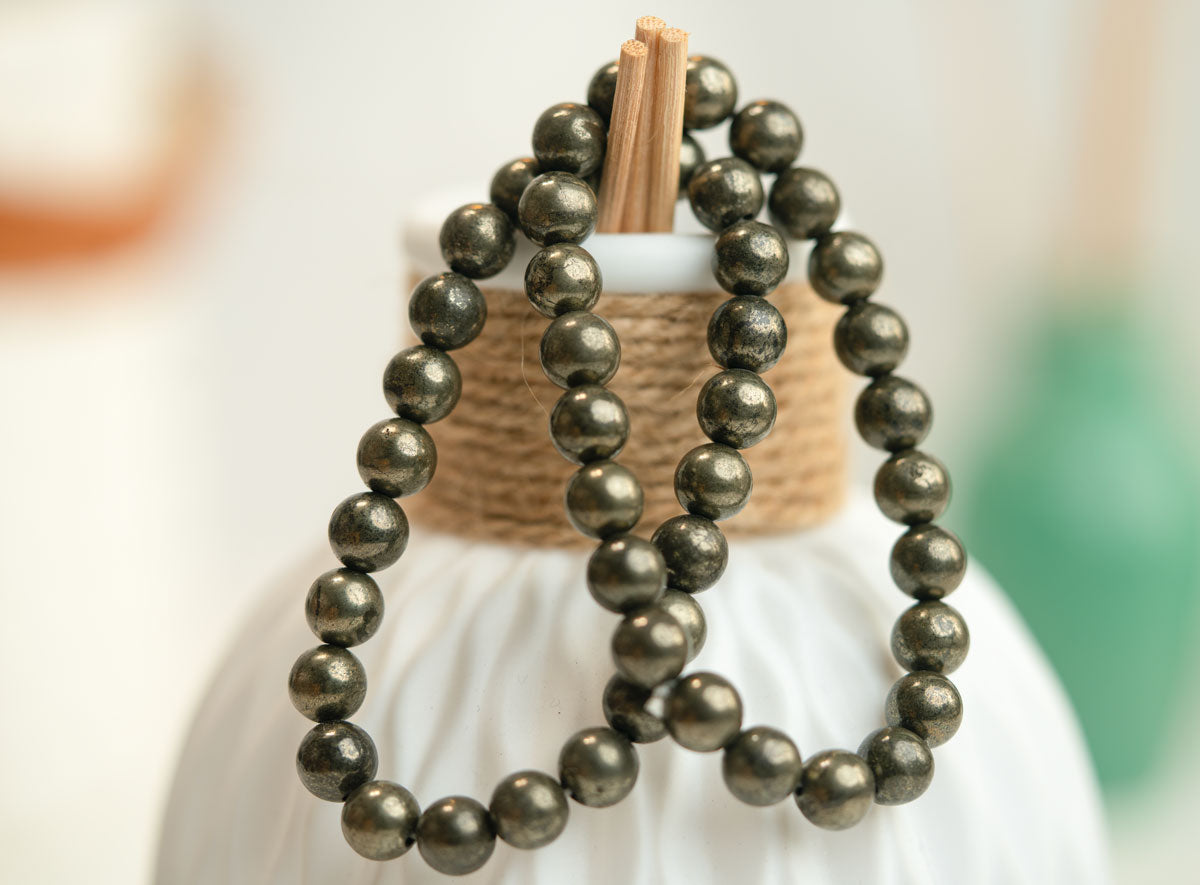 Pyrite Natural Stone Bracelet for Attracting Wealth, Abundance Success